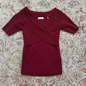 Sandro Paris, off the should top, maroon, size small (French 2)
